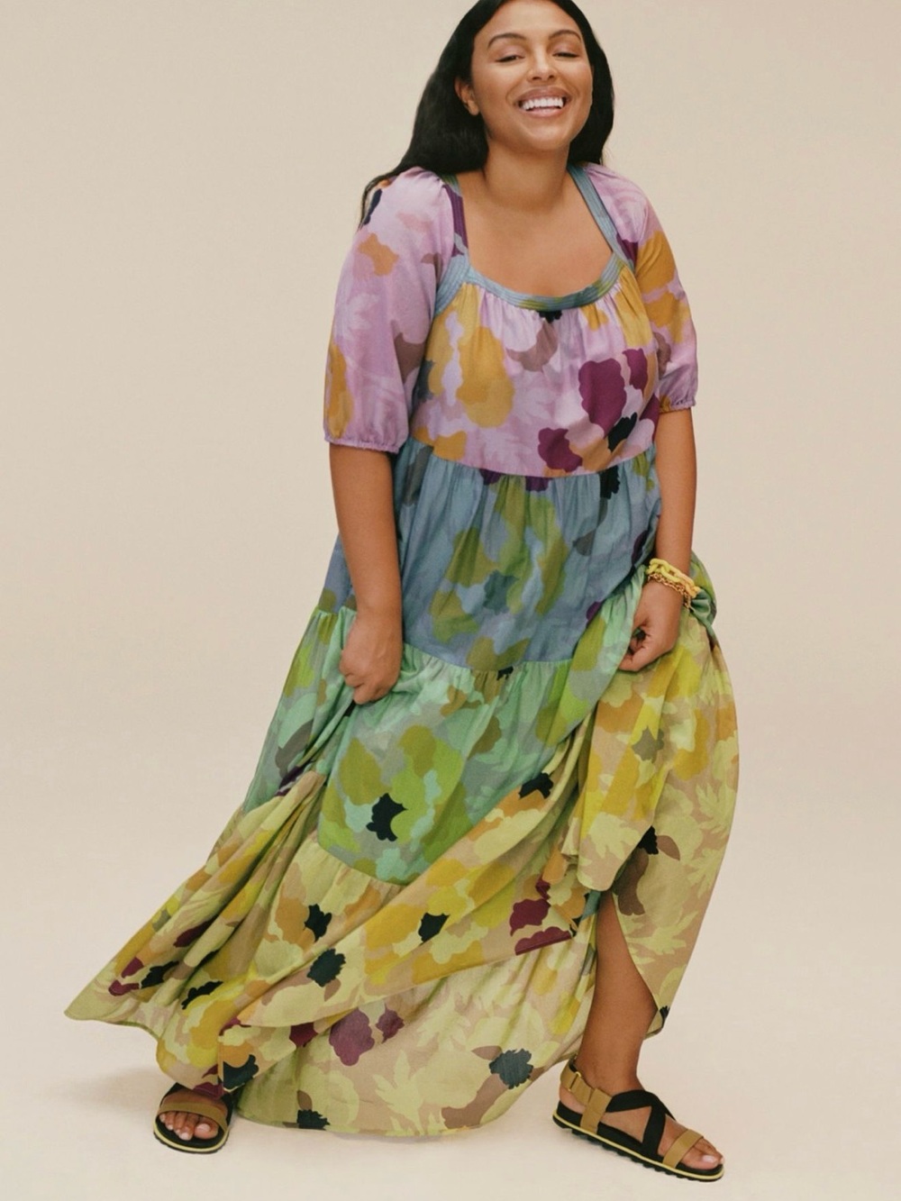 Anthropologie Caroline Tiered Maxi Dress MP